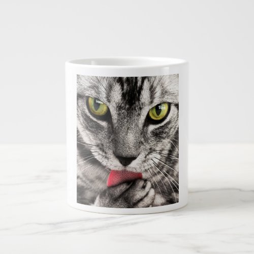 Green eyes tabby cat cute jumbo mug
