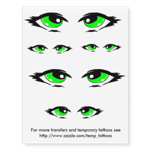 Green eyes transfers and temporary tattoos