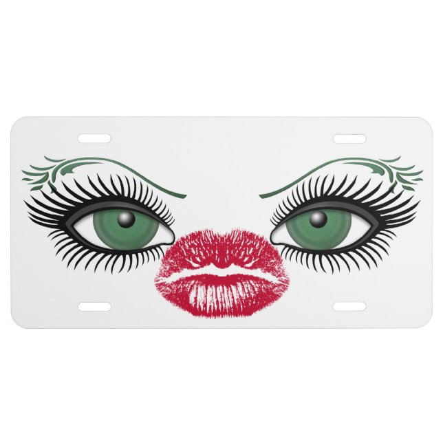 Green Eyes With Red Lips License Plate (Front)
