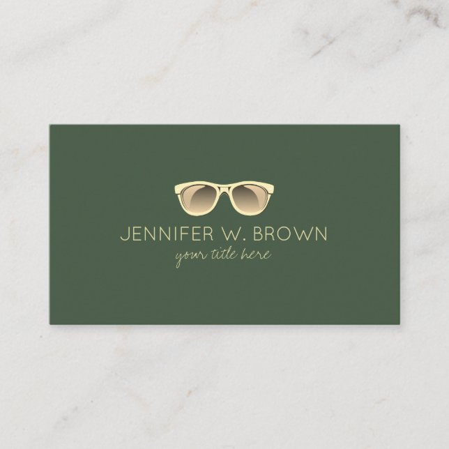 Green Eyewear Spectacles Optician gold Business Card (Front)