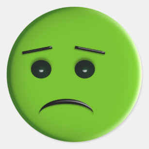Green Face Frowns Classic Round Sticker