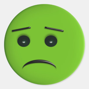 Green Face Frowns Classic Round Sticker