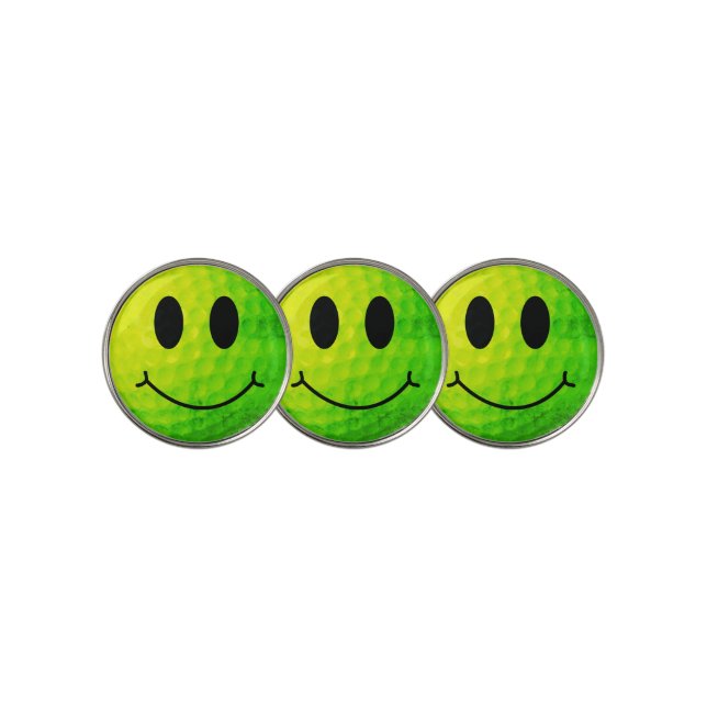 Green Face Golf Ball Smile Golf Ball Marker (3 Up)