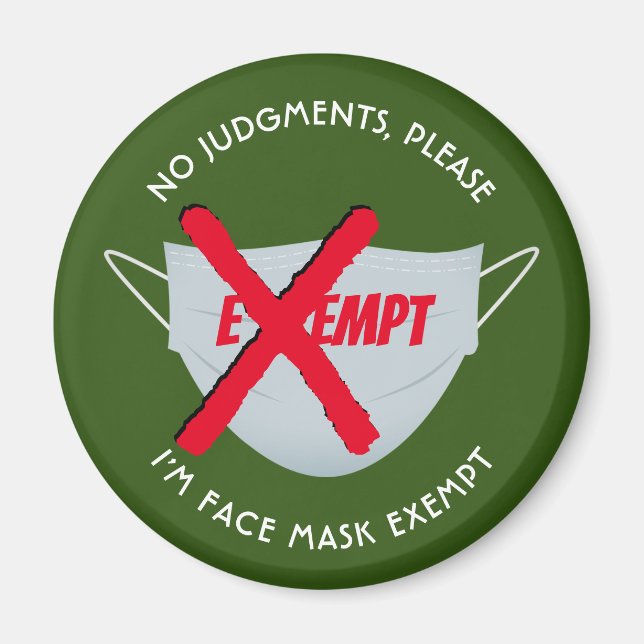 Green | FACE MASK EXEMPT Magnet (Front)
