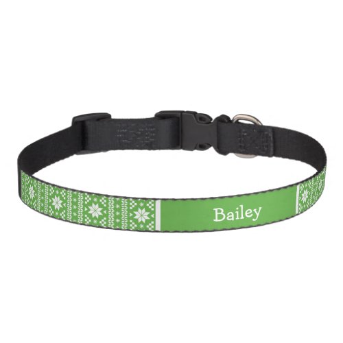 Green Fair Isle Monogram Pet Collar