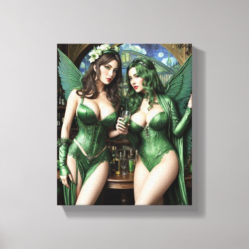 Green Fairies sharing Absinthe Canvas Print