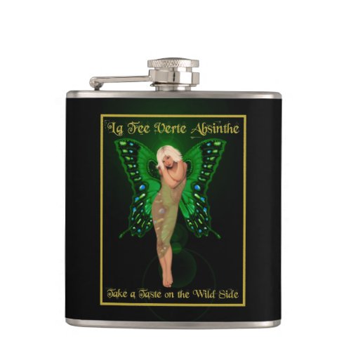 Green Fairy Absinthe Hip Flask