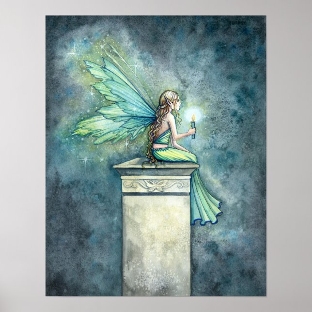 Green Fairy Candle Art Poster Print (Front)