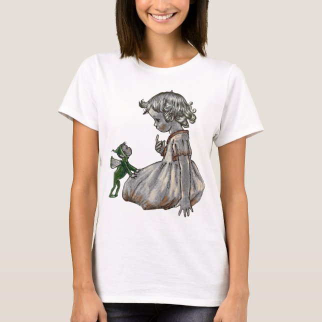 Green Fairy & girl ladies tshirt  (Front)