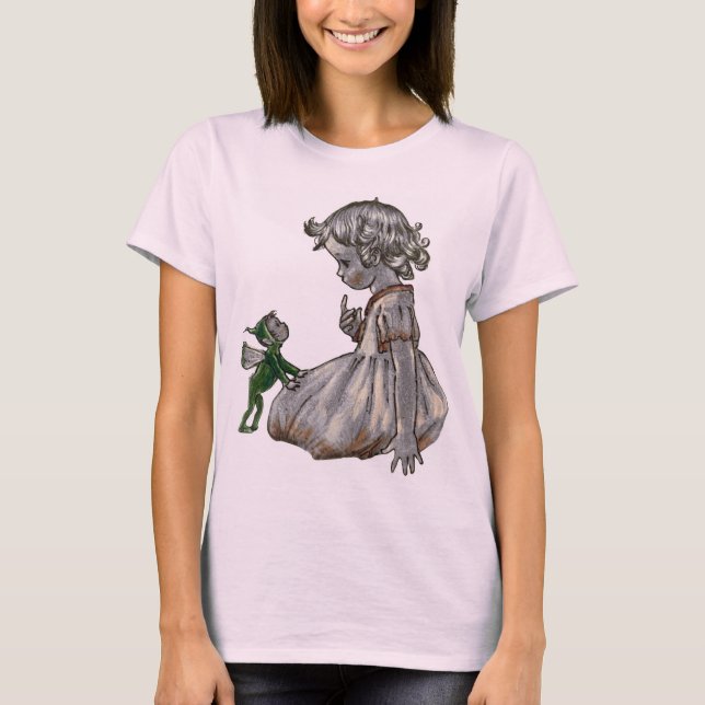 Green Fairy & girl ladies tshirt  (Front)