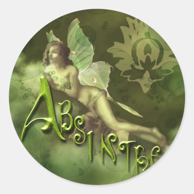 Green Fairy Splashy Collage II Classic Round Sticker (Front)