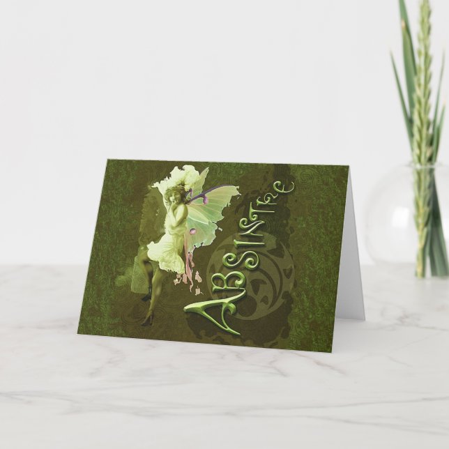 Green Fairy Splashy Collage III Card (Front)