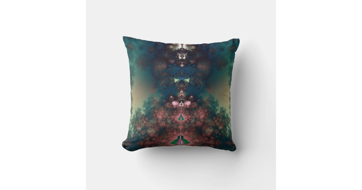 Green Fairy-Tale Forest Abstract Art Throw Pillow