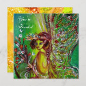 GREEN FAIRY yellow blue red silver Invitation (Front/Back)