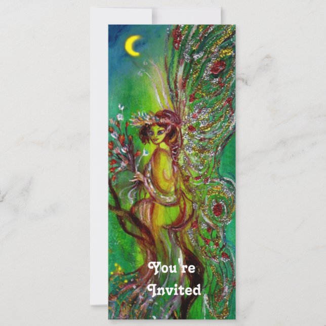 GREEN FAIRY yellow blue red silver Invitation (Front)