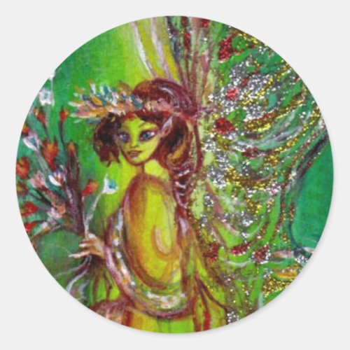 GREEN FAIRY  yellow gold silver red Classic Round Sticker
