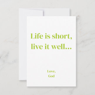 Green faith Life is short, live it well. FlatNotes Note Card