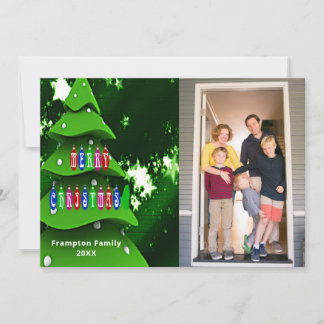 Green Fake Christmas Tree with Photo Flat Card