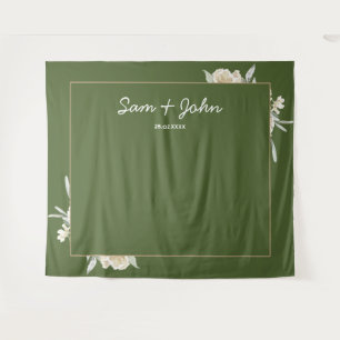 Green Fall Autumn Wedding Photo Booth Backdrop
