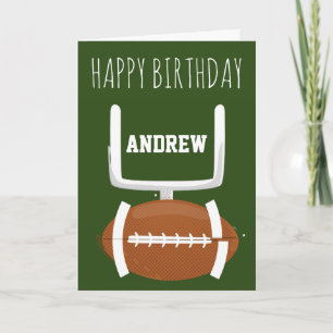 Green Fall Football Happy Birthday Card Fan Player