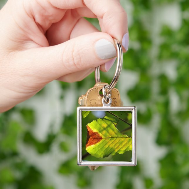 Green Fall Leaf Keychain (Hand)