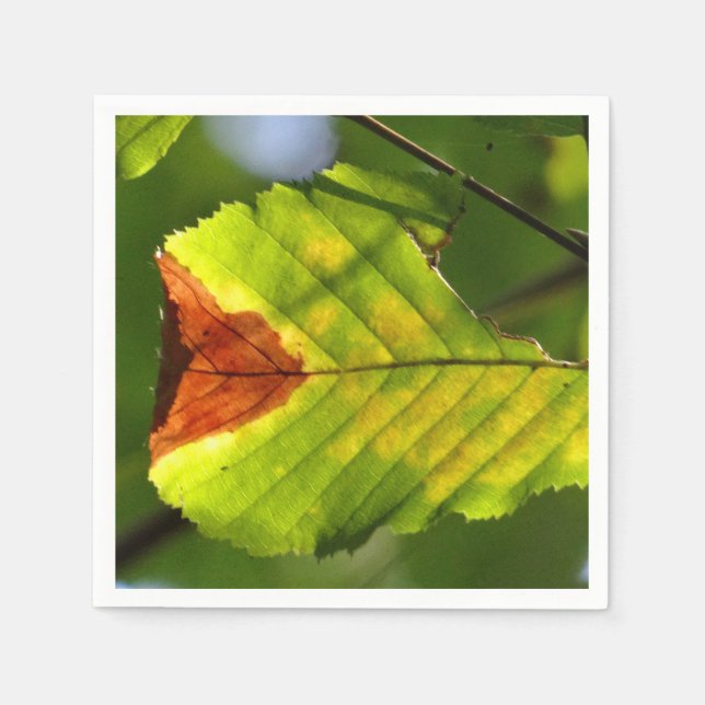 Green Fall Leaf Napkins (Front)