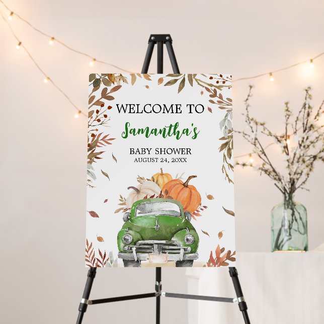 Green Fall Pumpkin Truck Welcome Sign (In Situ (Stand))
