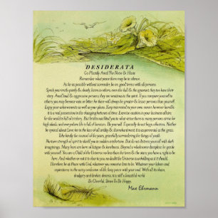 Green Fallen Feather Desiderata Poster