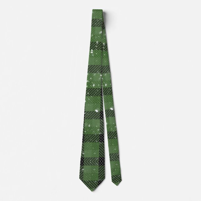 Green family christmas wallpaper neck tie (Front)