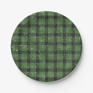 Green family christmas wallpaper paper plates