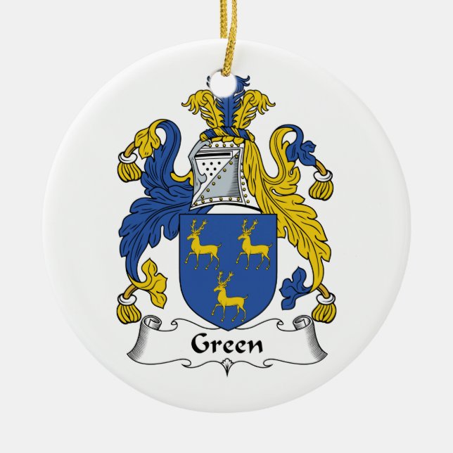 Green Family Crest Ceramic Ornament (Front)