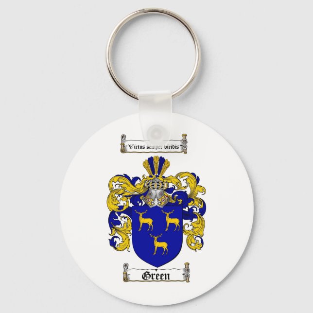 GREEN FAMILY CREST -  GREEN COAT OF ARMS KEYCHAIN (Front)