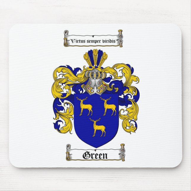 GREEN FAMILY CREST -  GREEN COAT OF ARMS MOUSE PAD (Front)