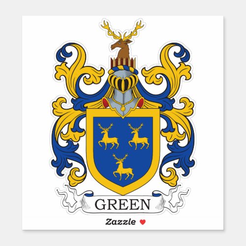 Green Family Crest Sticker