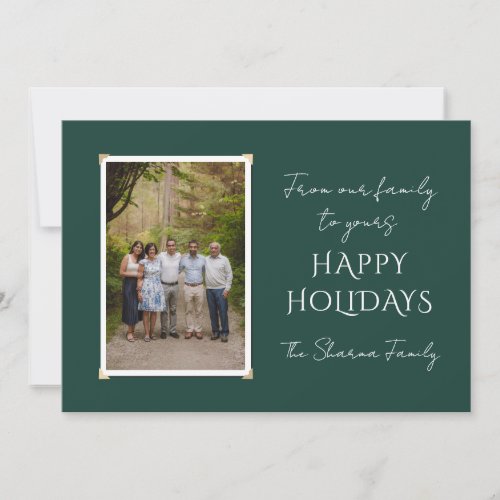 Green Family Photo Greeting Christmas Holiday Card