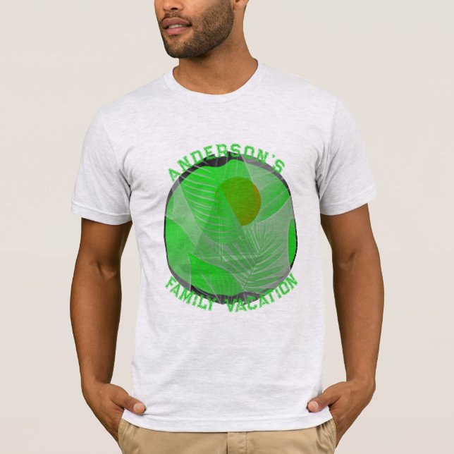 Green Family Vacation Graphic T-Shirt (Front)