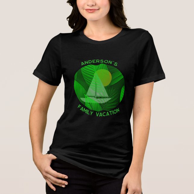 Green Family Vacation Graphic T-Shirt Tri-Blend Shirt (Front)