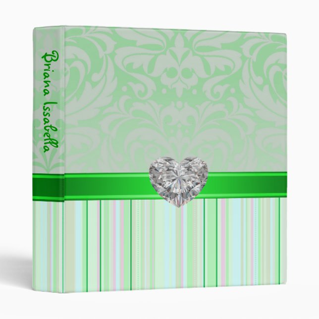 Green Fanciful Faux Jewel Baby Album Binder (Front/Spine)