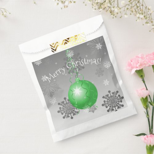 Green Fancy Christmas Ornament Favor Bags