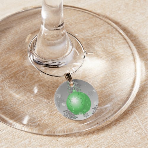 Green Fancy Christmas Ornament Wine Charm