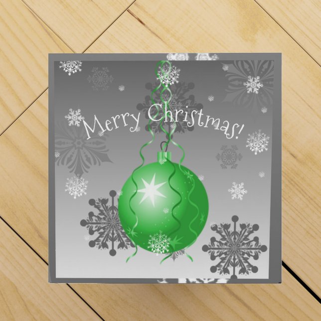 Green Fancy Christmas Ornament Wine Gift Box (Top)