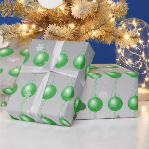 Green Fancy Christmas Ornament Wrapping Paper
