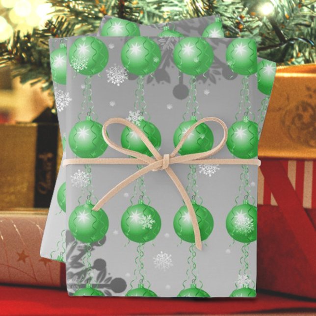 Green Fancy Christmas Ornament Wrapping Paper (Green Fancy Ornament Wrapping Paper)