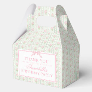 Green Fancy Floral Birthday Party Gable Favor Boxes