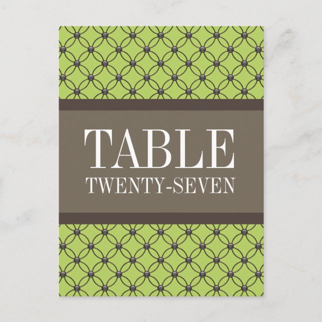 Green Fancy Lattice Table Number Postcard (Front)