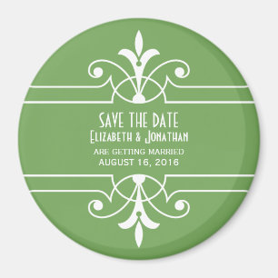 Green Fancy Ornamental Save the Date Magnet