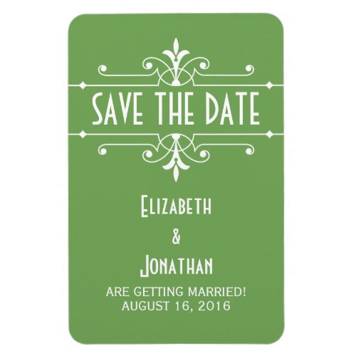 Green Fancy Ornamental Save the Date Magnet