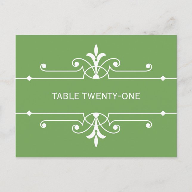 Green Fancy Ornamental Table Number Postcard (Front)