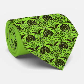 green fans and fronds print neck tie