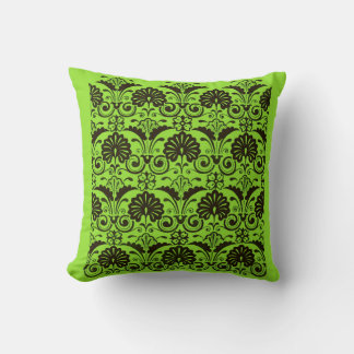 green fans and fronds print throw pillow